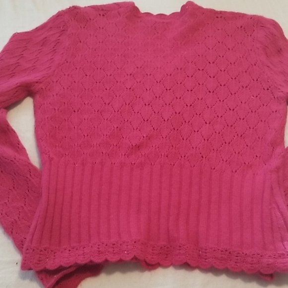 Lacey knit cardigan with angora.  Size L - Picture 4 of 4